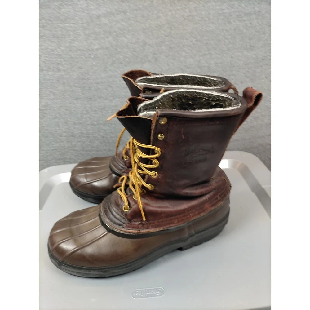 Hoffman Mens Boots 10 Brown Leather Lineman Climbing Felt Liner USA Made‎ Work